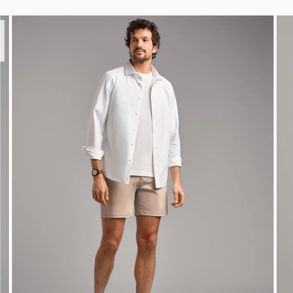RHONE Men's Beige Flat Front Shorts